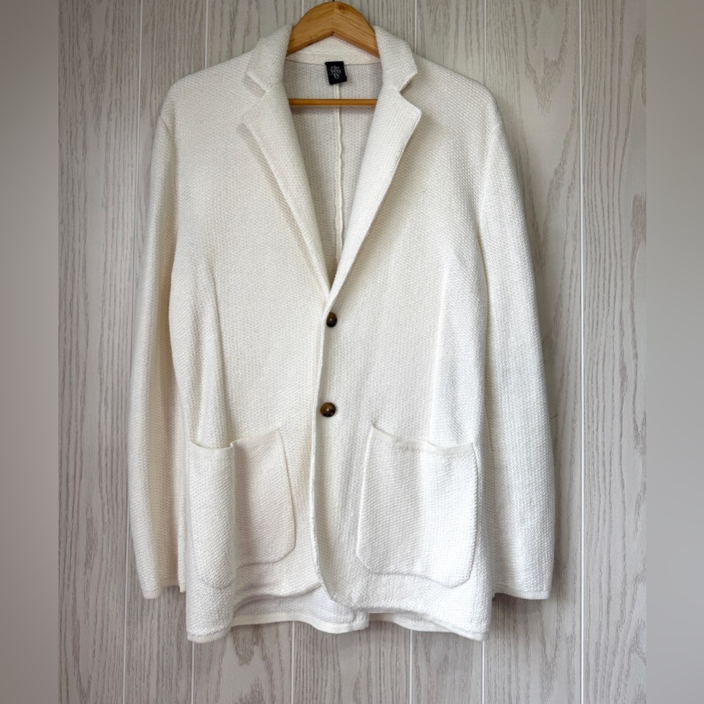 Eleventy Italy Ivory Linen Cotton Knit Blazer Jacket Men’s Size M Like New